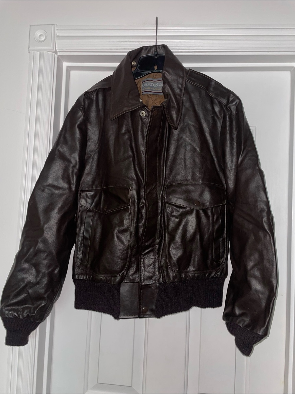VTG Oakton LTD Leather Bomber Jacket Mens 42 A2 Flight USA Quilt Lined
